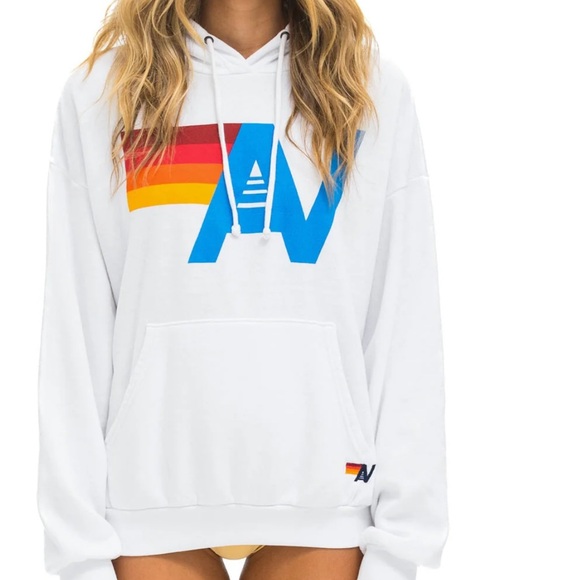 Aviator Nation Tops - LOGO PULLOVER RELAXED HOODIE - WHITE